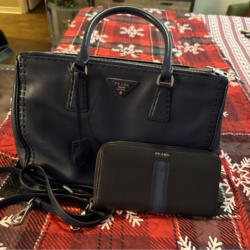 Prada Saffiano Leather Handbag and Wallet Set